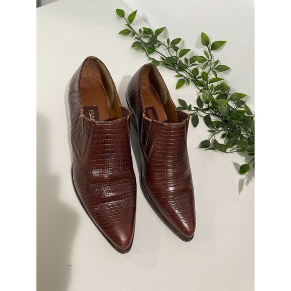 Vintage Sabree Brown Leather Pointed-Toe Slip-On Shoes Size 5.5 For Women's - Picture 4 of 12